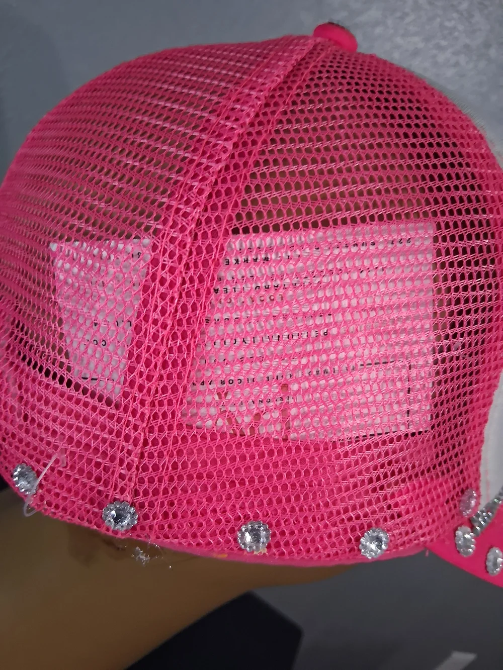 Hand Crafted Fierce Embellished Trucker Hat - Hot Pink & White